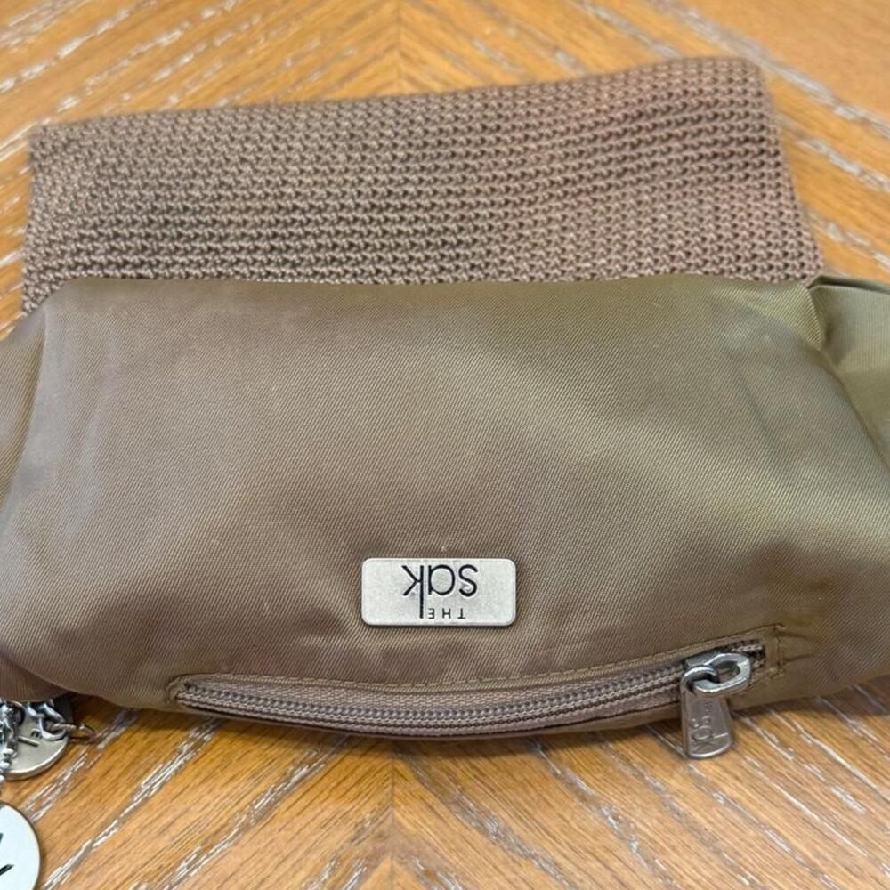 Vintage The Sak Brown Crochet Pouch Cosmetic Bag - Picture 7 of 8